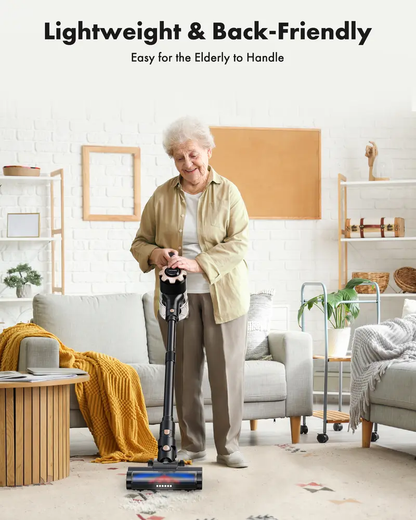 🧹 【 2026 newly upgraded】T350 cordless vacuum features an 8-in-1 lightweight design with up to 45 minutes of runtime and 33Kpa of powerful suction. This rechargeable cordless vacuum is ideal for carpets, tiles, pet hair, and hardwood floors.-XLB