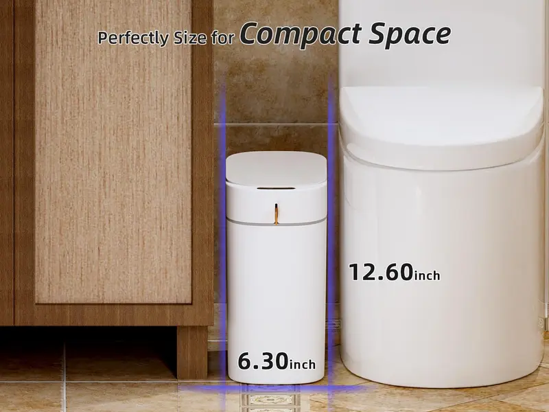 💧Rechargeable Bathroom Trash Can with Lid, Motion Sensor Automatic Touchless Garbage Can, Auto Adsorption Slim Smart Bin for Bathroom, Kitchen, Office-XLB