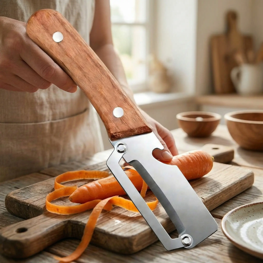 🔥2-in-1 Multi-Purpose Vegetable Peeler with Bottle Opener, Wooden Handle & Stainless Steel Blade, Kitchen Tool for Peeling Sugarcane, Potato, Fruit, Pineapple, Pumpkin, Papaya, Carrot & All Vegetables-XLB