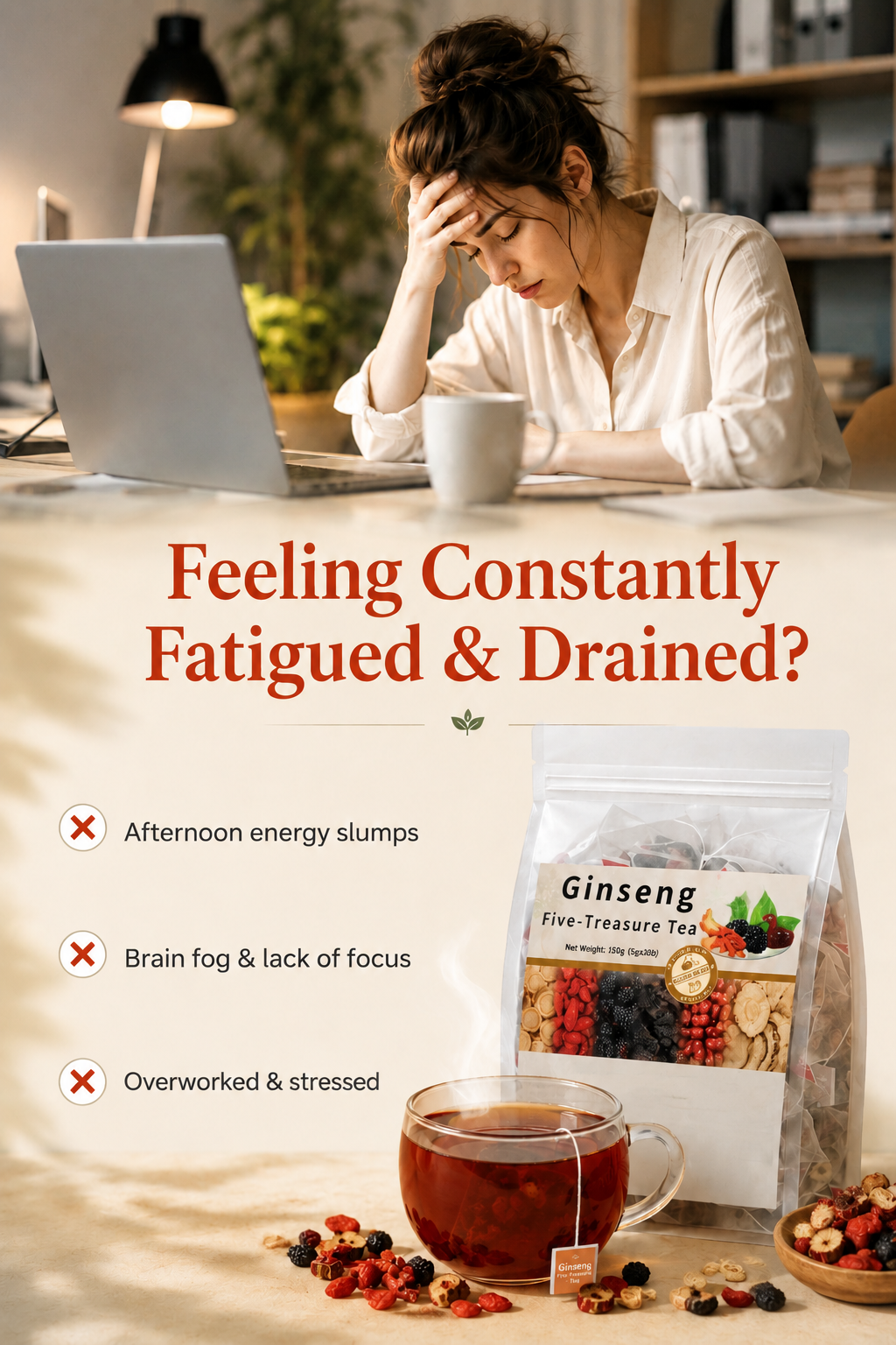 ☕Deep Sleep & Glow Tea  | 100% Organic Ginseng Blend 🌱-III