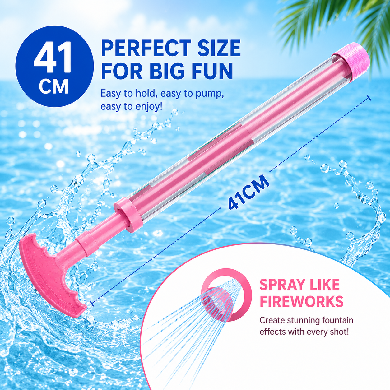 【Summervibes】Fireworks Water Gun, Bulk Squirt Water Blaster Guns, Firework Spray Water Soaker Toy Toys for Pool Party Outdoor Summer Water Games-JY