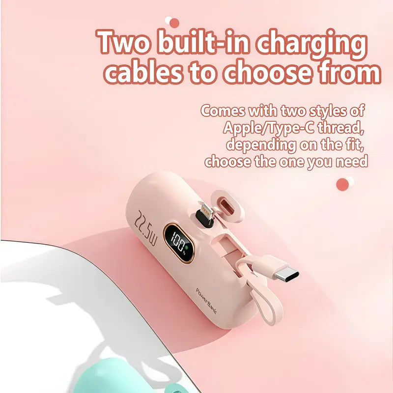🔋 5000mAh Mini Portable Charger 22.5W Fast Charging Power Bank with Digital Display -III