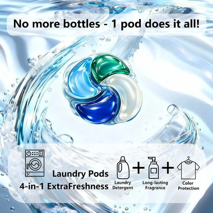 💧4-IN-1 POWERFUL LAUNDRY DETERGENT PODS,80 pods per tub, Long-Lasting Fragrance, Portable Laundry Detergent Beads for Home & Travel-XLB