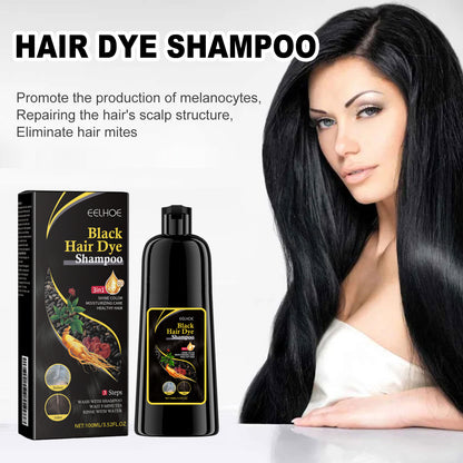 3 in 1 Hair Dye Shampoo - Can cover gray hairs,Herbal Ingredients,Contains Ginseng Extract,Natural Haircoloring, black hairdye-JY