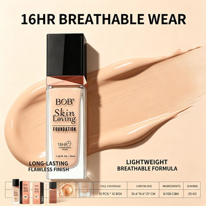 BOB Long-Wearing Foundation, Transfer-Proof, Long Lasting, High Coverage-TRL