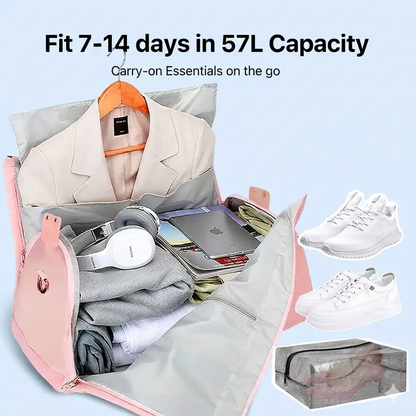 The Ultimate 3-in-1 Travel Duffel: Suit Bag & Luggage Combined ✨Carry your suits, shoes, and 3 days of essentials without a single wrinkle.TSA-approved and ready for takeoff.-III