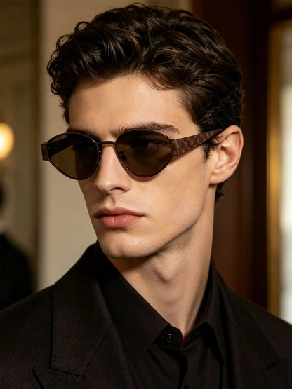 Minimalist Metal Cat Eye Sunglasses, Fashion Uv400 Sun Protection, Unique Temple Design, High Street Style, Essential for Stylish-XLB