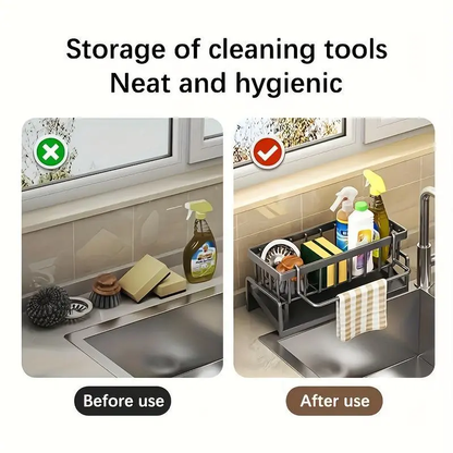 💧Kitchen Sink Organizer, 1 Count Space-Saving Sponge, Soap, Brush and Cloth Storage Rack, Kitchen Sink Storage Rack for Home and Dining Room-xlb