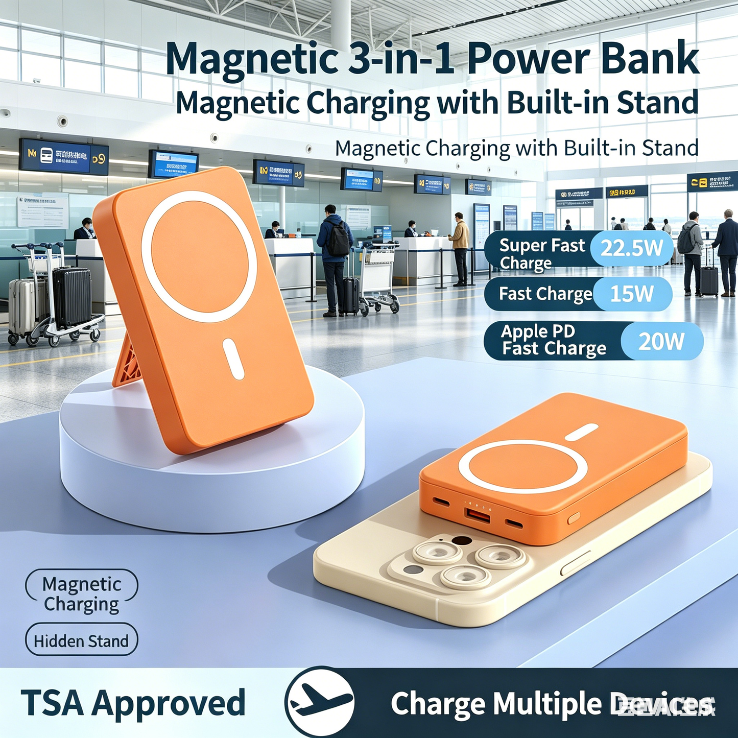 [WeeklyDeals]10000mAh Magnetic Power Bank MagSafe Wireless Fast Charger for iPhone 12–17 Pro/Pro Max, Compact Portable Battery Pack-JY