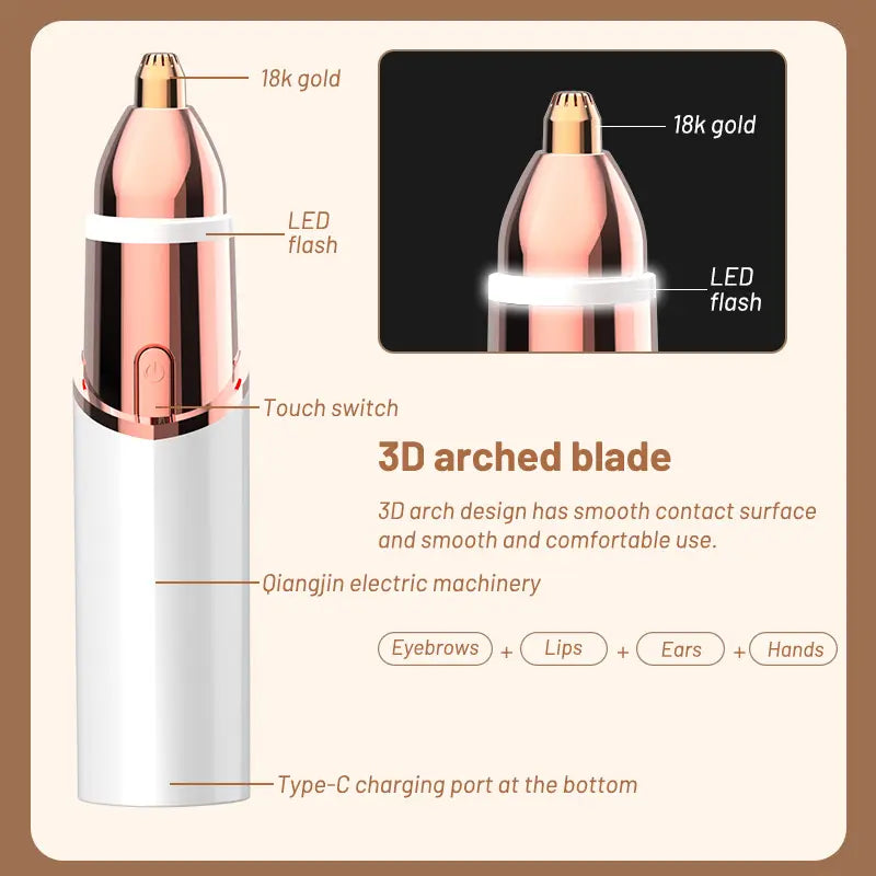 👑 [No.1 US Seller] 2-in-1 Eyebrow Trimmer & Hair Eraser | Painless & USB-C Rechargeable-III