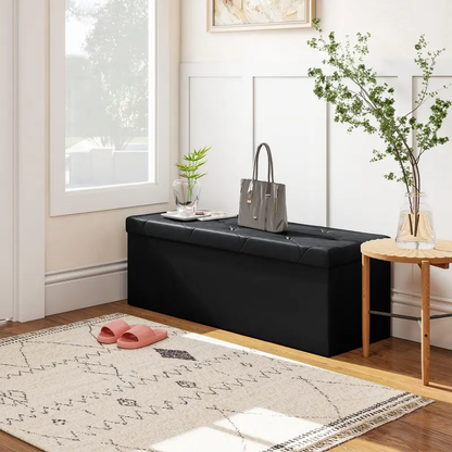 🪑Folding Storage Ottoman Bench, Foot Rest Stool with Padded Seat, Large Toy Box Storage Chest with Seatin-XLB