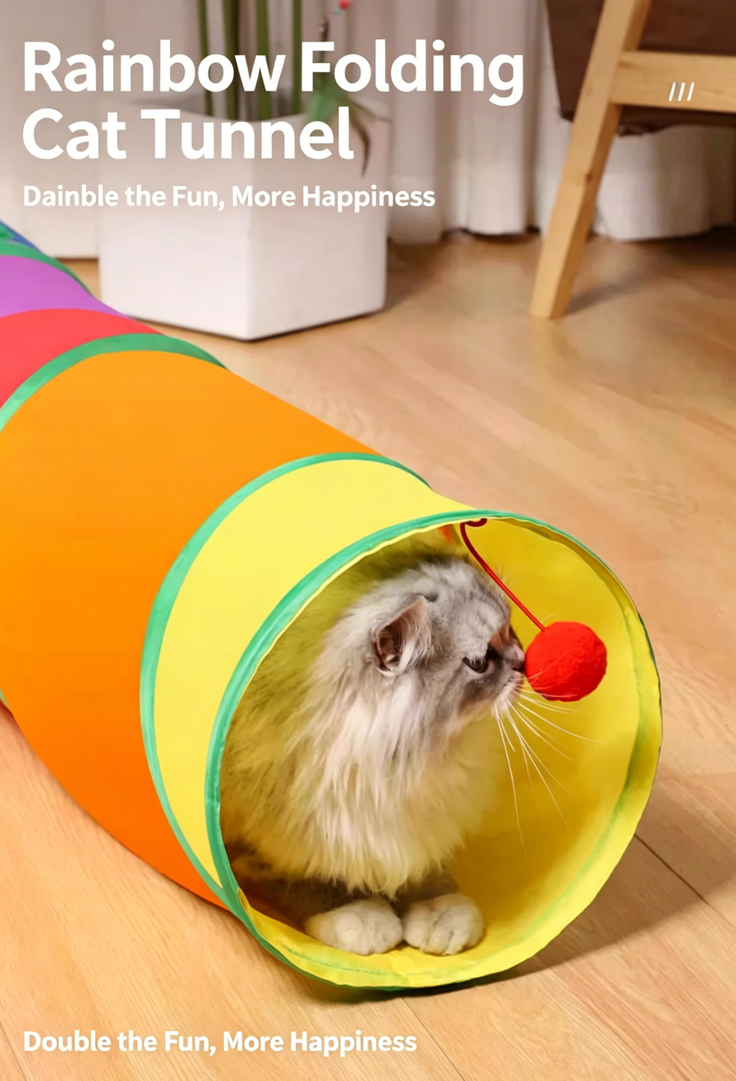 🌈 Rainbow Foldable Cat Tunnel 🐱 | Keep Your Cat Busy & Entertained for Hours!