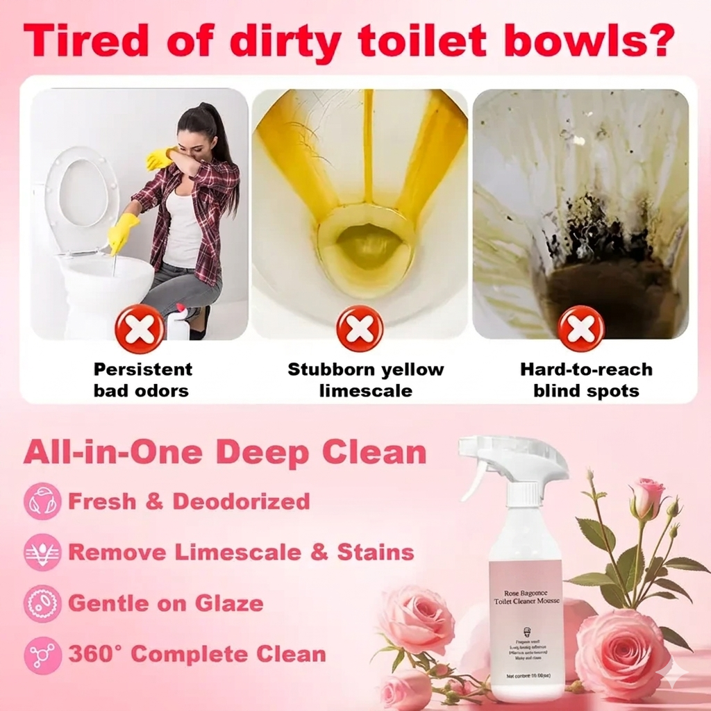 🌹 Bathroom Cleaning Foam Spray – Instantly Removes Toilet Stains & Odors ✨ -III
