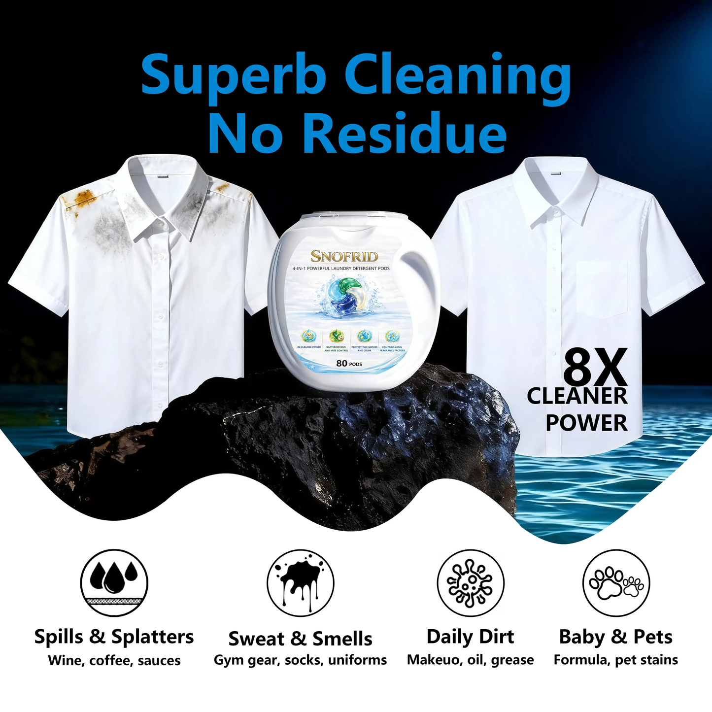 💧4-IN-1 POWERFUL LAUNDRY DETERGENT PODS,80 pods per tub, Long-Lasting Fragrance, Portable Laundry Detergent Beads for Home & Travel-XLB