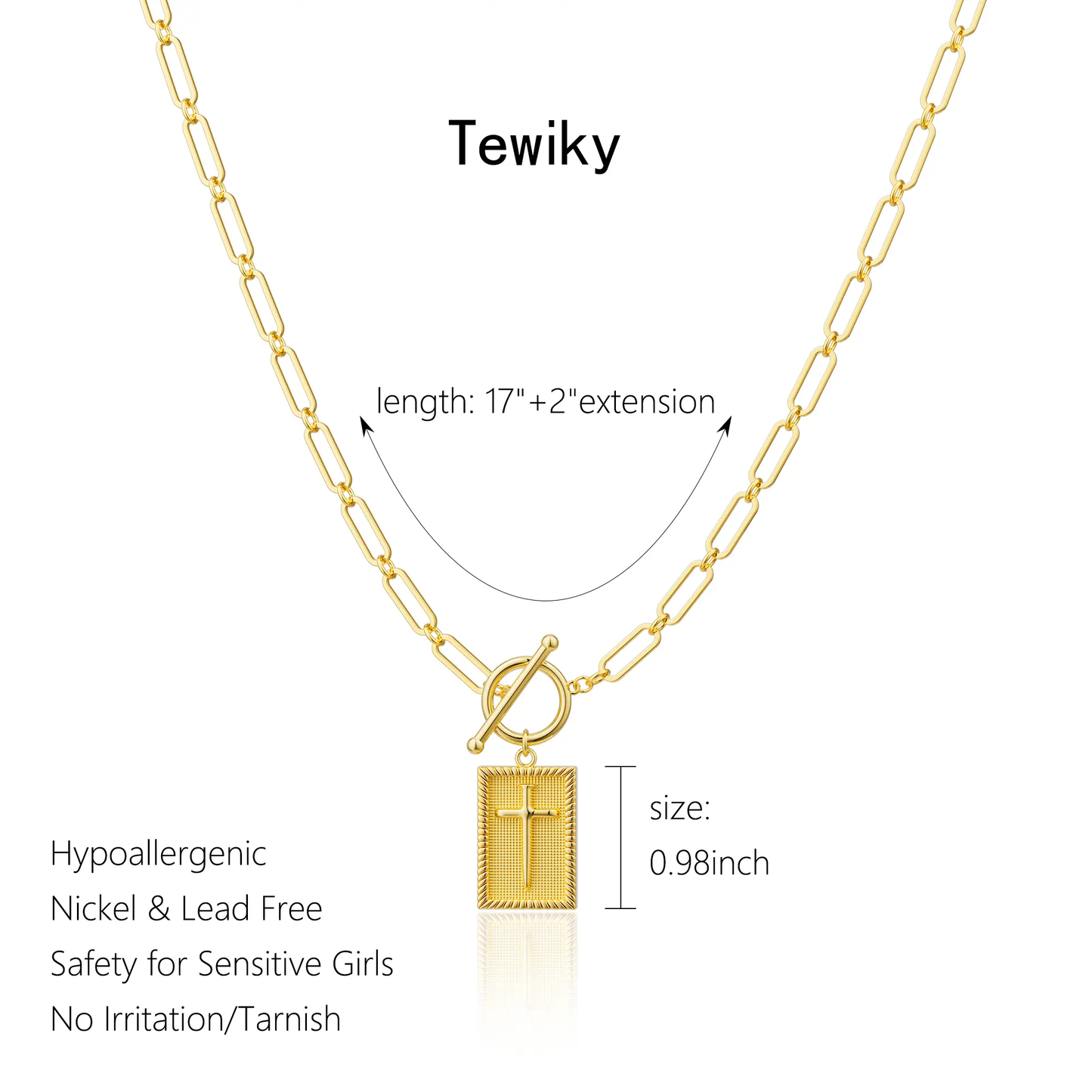 🌟Loyalove Greenish Spring Charm Outdoorfun Cross Choker Necklace for Women - Thick Chunky Paperclip Chain, Cuban Link Chain, Hip Hop Fashion Jewelry, Trendy Easter Gifts-XLB