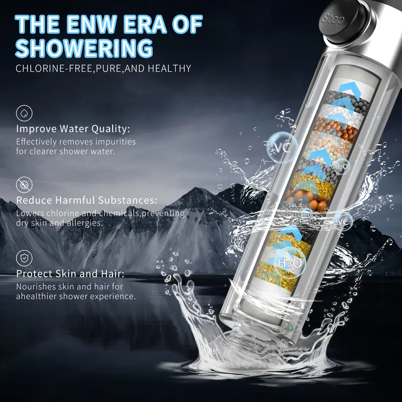 🌊Handheld Shower Head, High Pressure 4-Mode Massage Spray with 60" Hose, Chrome Finish, One-Touch Water Stop, Adjustable Pressure, Easy Install & Water Saving-XLB