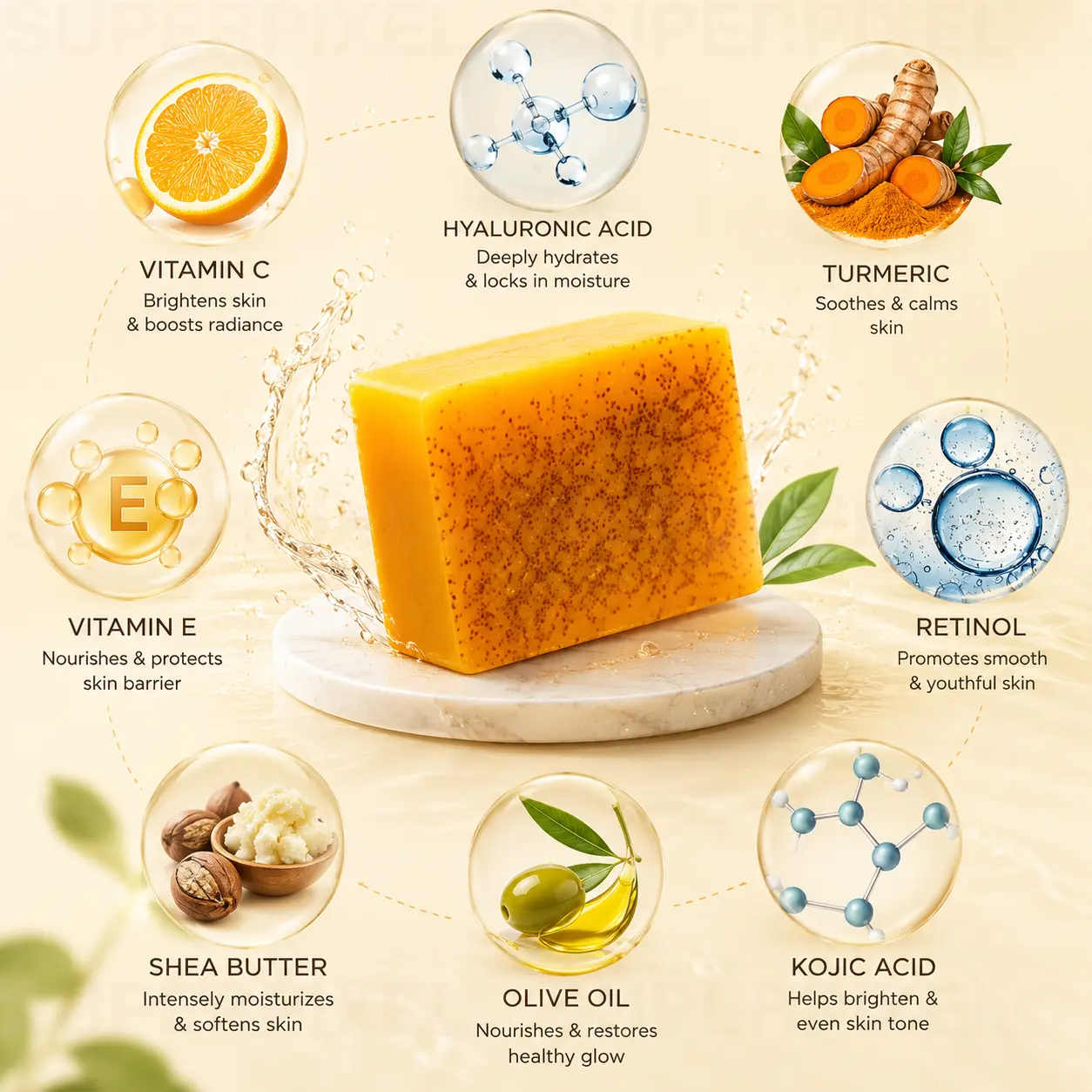 🍋Lemon Turmeric Kojic Acid Soap, Turmeric & Kojic Acid Brightening Soap, Dark Spot Remover, Kojic Acid Soap, Soap Body CareBody Wash Lemon Flawless Organic-xlb