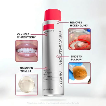 Stain Whitening Mouthwash for White Teeth, Freshens Breath with Essential Oils-JY