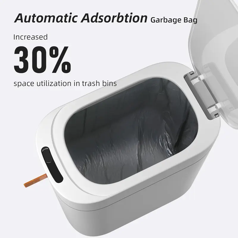 💧Rechargeable Bathroom Trash Can with Lid, Motion Sensor Automatic Touchless Garbage Can, Auto Adsorption Slim Smart Bin for Bathroom, Kitchen, Office-XLB