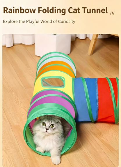 🌈 Rainbow Foldable Cat Tunnel 🐱 | Keep Your Cat Busy & Entertained for Hours!