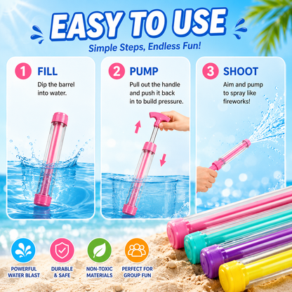 【Summervibes】Fireworks Water Gun, Bulk Squirt Water Blaster Guns, Firework Spray Water Soaker Toy Toys for Pool Party Outdoor Summer Water Games-JY