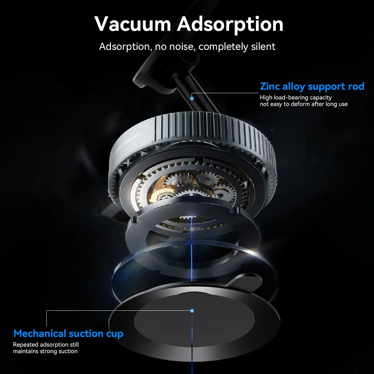 ✨Upgraded Magnetic Phone Holder,Unpowered Version 360° Rotatable Adjustable and Foldable Magnetic & Vacuum Adsorption Car Holder, No Noise for iPhone & Android-XLB