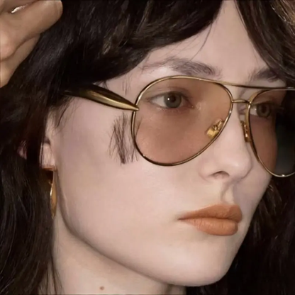 〖Summer Turn Up〗1 PCS Large Frame Double Beam Metal Fashion Glasses Toad Glasses Advanced Retro Personality Versatile Daily Wear Street Photography Vacation Travel Beach Accessories Gold Color Sleek Rectangular Sunglasses Acetate Sunglasses-XLB