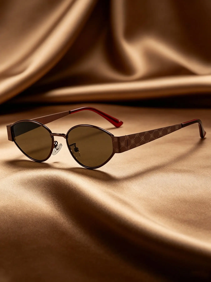Minimalist Metal Cat Eye Sunglasses, Fashion Uv400 Sun Protection, Unique Temple Design, High Street Style, Essential for Stylish-XLB