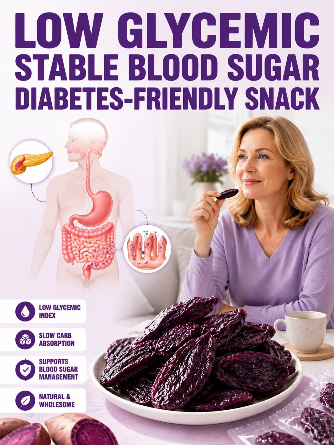 Healthy Low Fat Purple Sweet Potato Snack