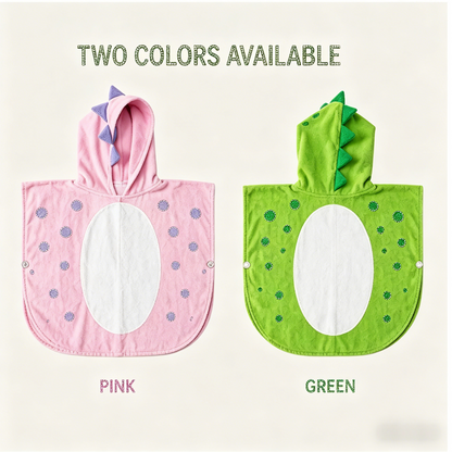 🦖Dinosaur Hooded Swim Towel Poncho | Soft Cotton Cover-Up for Kids-WBJ