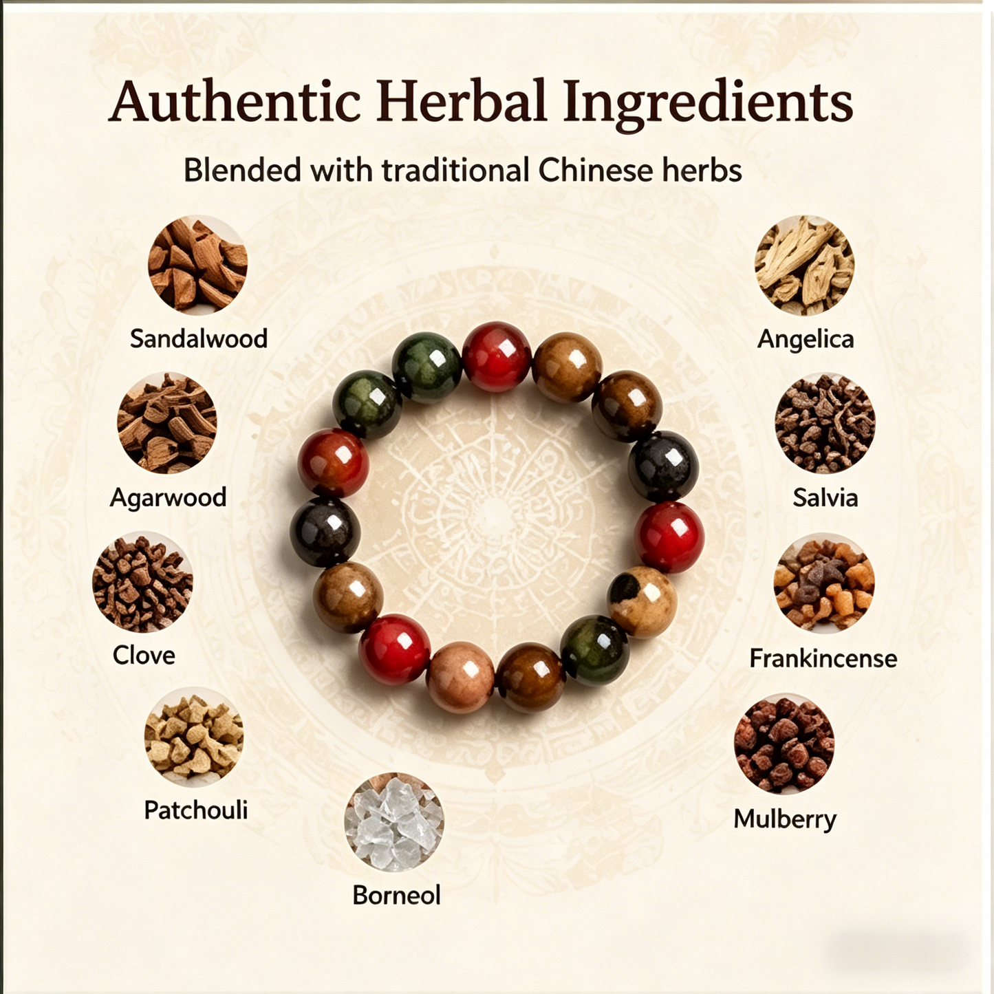 ✨ Five Elements Herbal Incense Bead Bracelet | Traditional Chinese Wellness Jewelry-WBJ