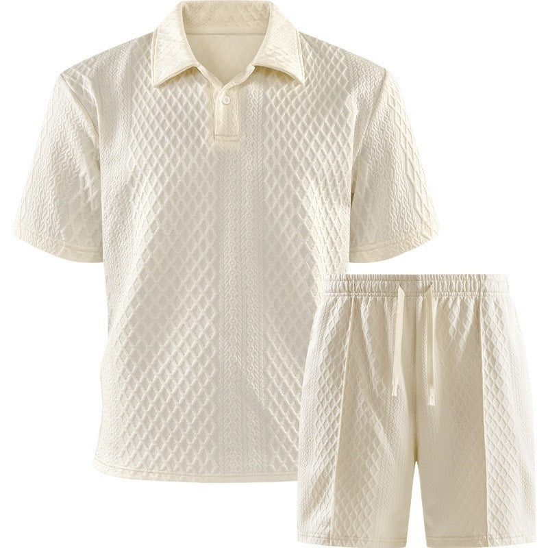 Effortless Summer Style Meets All-Day Comfort Lightweight Textured Polo & Shorts Set for Modern Men Breathable. Comfortable. Vacation-Ready.-JY