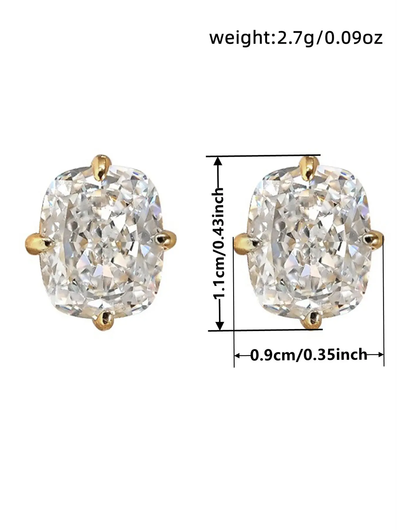 🌟1 Pair Romantic Cubic Zirconia Stud Earrings For Women High Quality Earrings For Party Engagement Anniversary Jewelry Valentine's Day Gift Artificial Zirconia Earrings-XLB