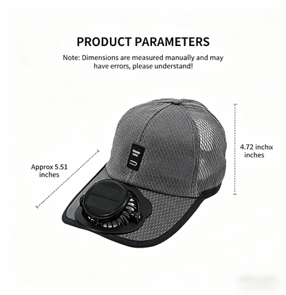 ☀️ Solar-Powered Cooling Fan Baseball Cap | UPF 50+ Sun Protection-WBJ