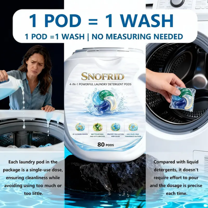 💧4-IN-1 POWERFUL LAUNDRY DETERGENT PODS,80 pods per tub, Long-Lasting Fragrance, Portable Laundry Detergent Beads for Home & Travel-XLB