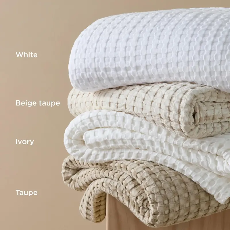 ☁️Cooling Bamboo Waffle Blanket, Lightweight Breathable Rayon Cotton Blanket, Ultra Soft Luxury Throw Blanket for Hot Sleepers, Perfect for Bed, Couch, Sofa All Season Use-XLB