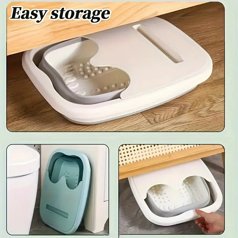 🐳Portable Folding Foot Bath Tub with Massage Function, Space-Saving Design, Hanging & No Power Required, Home Bedroom Bathroom Accessory, Home Goods-XLB