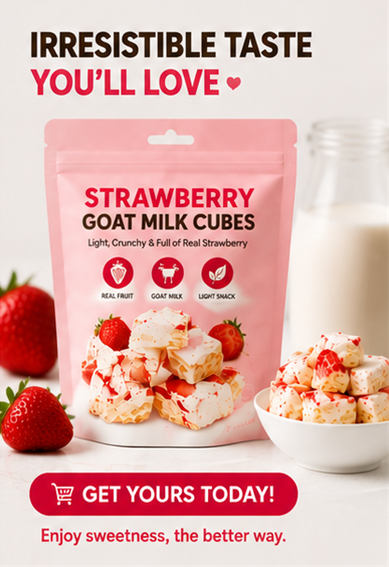 Strawberry Goat Milk Cubes – Light & Crunchy Sweet Snack-TRL