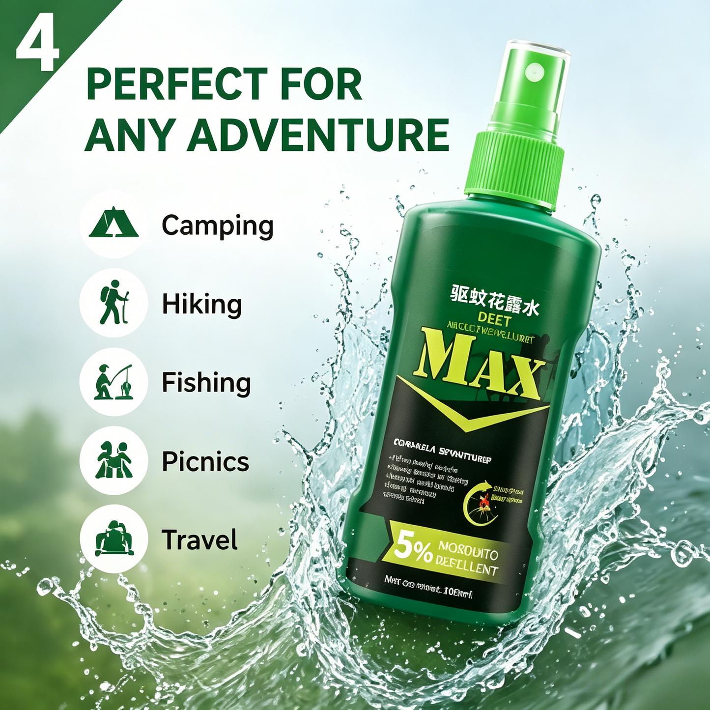 🚫🦟 MAX Insect Repellent Spray | 5% DEET 8H Long-Lasting Protection for Outdoor Camping Hiking-LT
