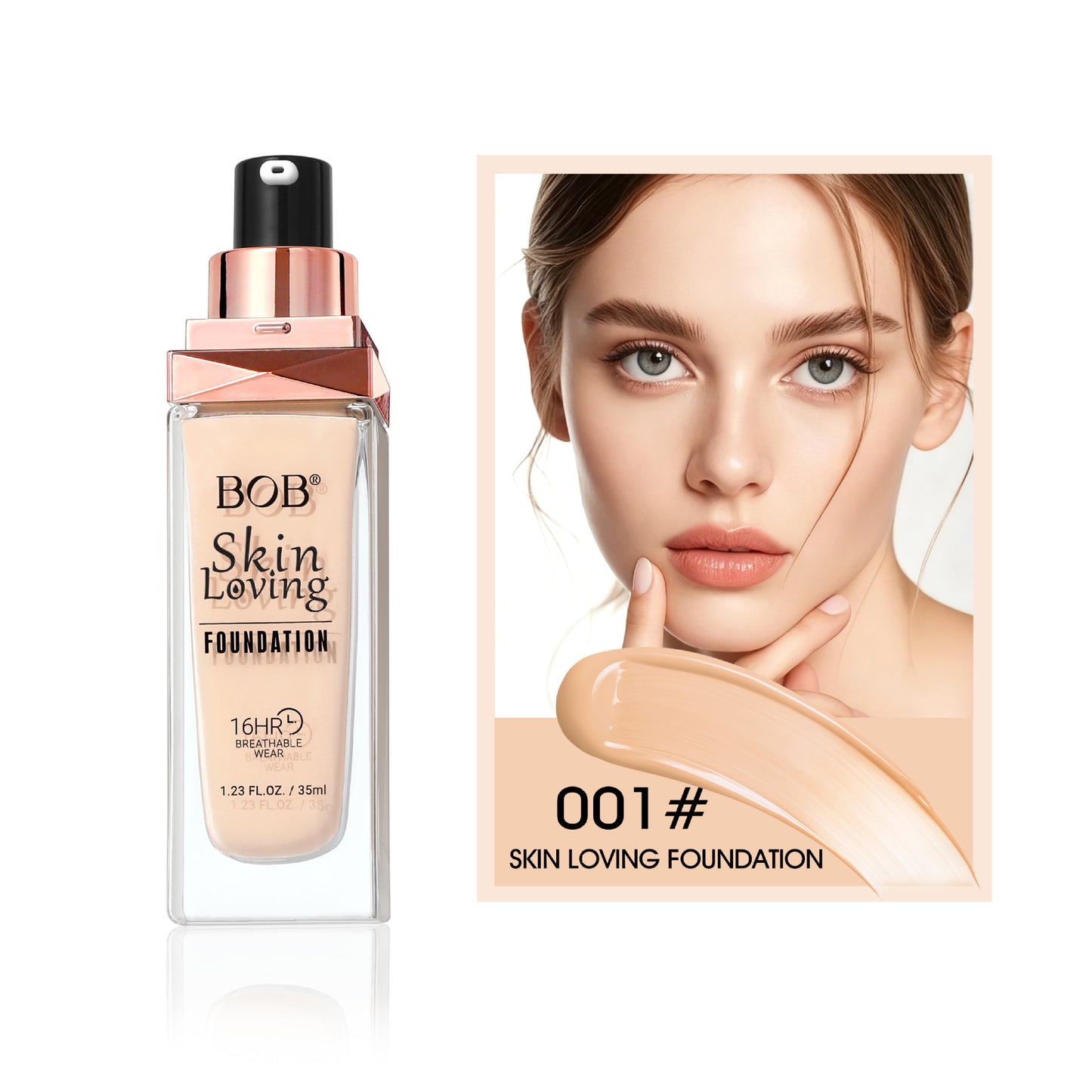BOB Long-Wearing Foundation, Transfer-Proof, Long Lasting, High Coverage-TRL