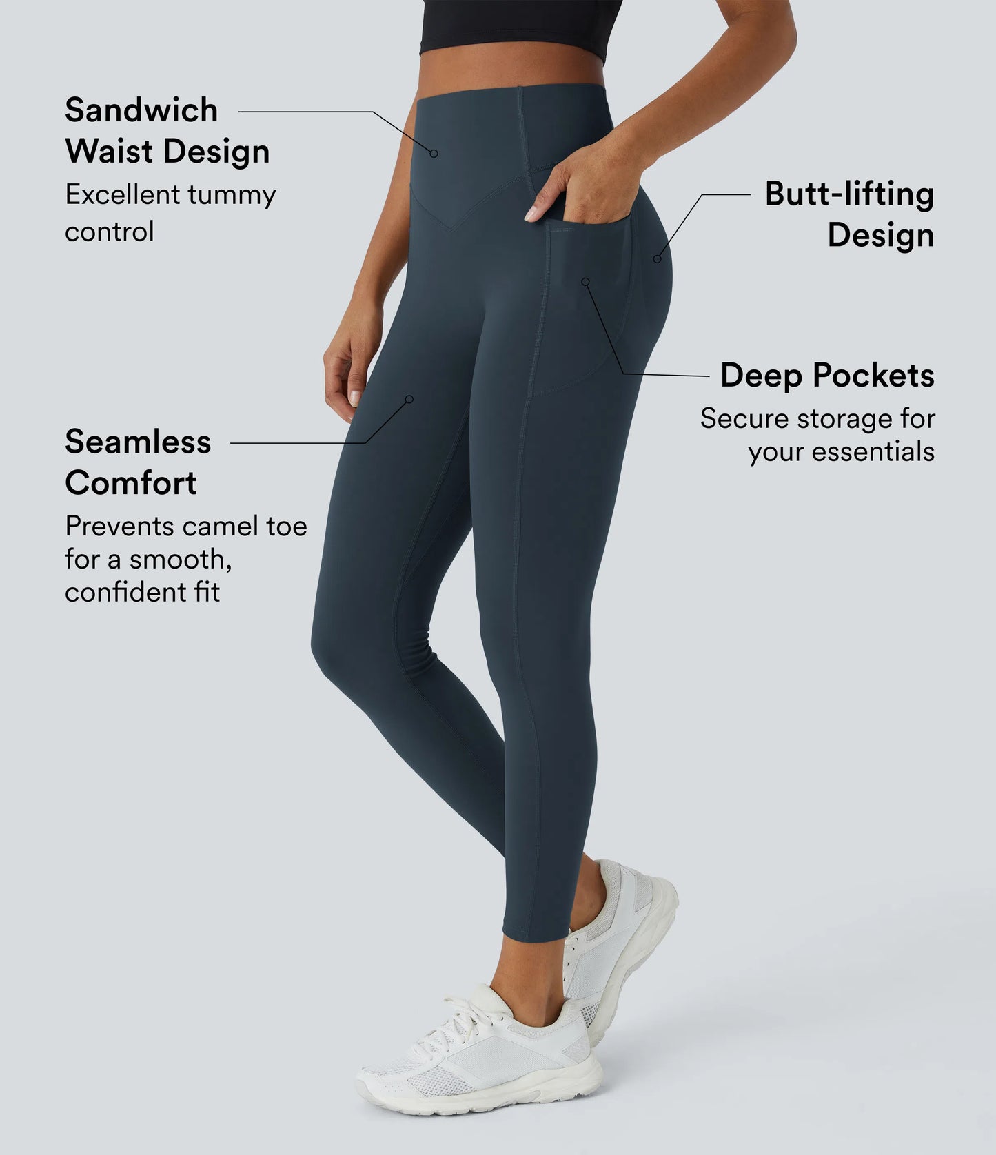 🔥LAST DAY 50% OFF-Formende Workout-Leggings mit hohem Bund, Seitentaschen-EDC
