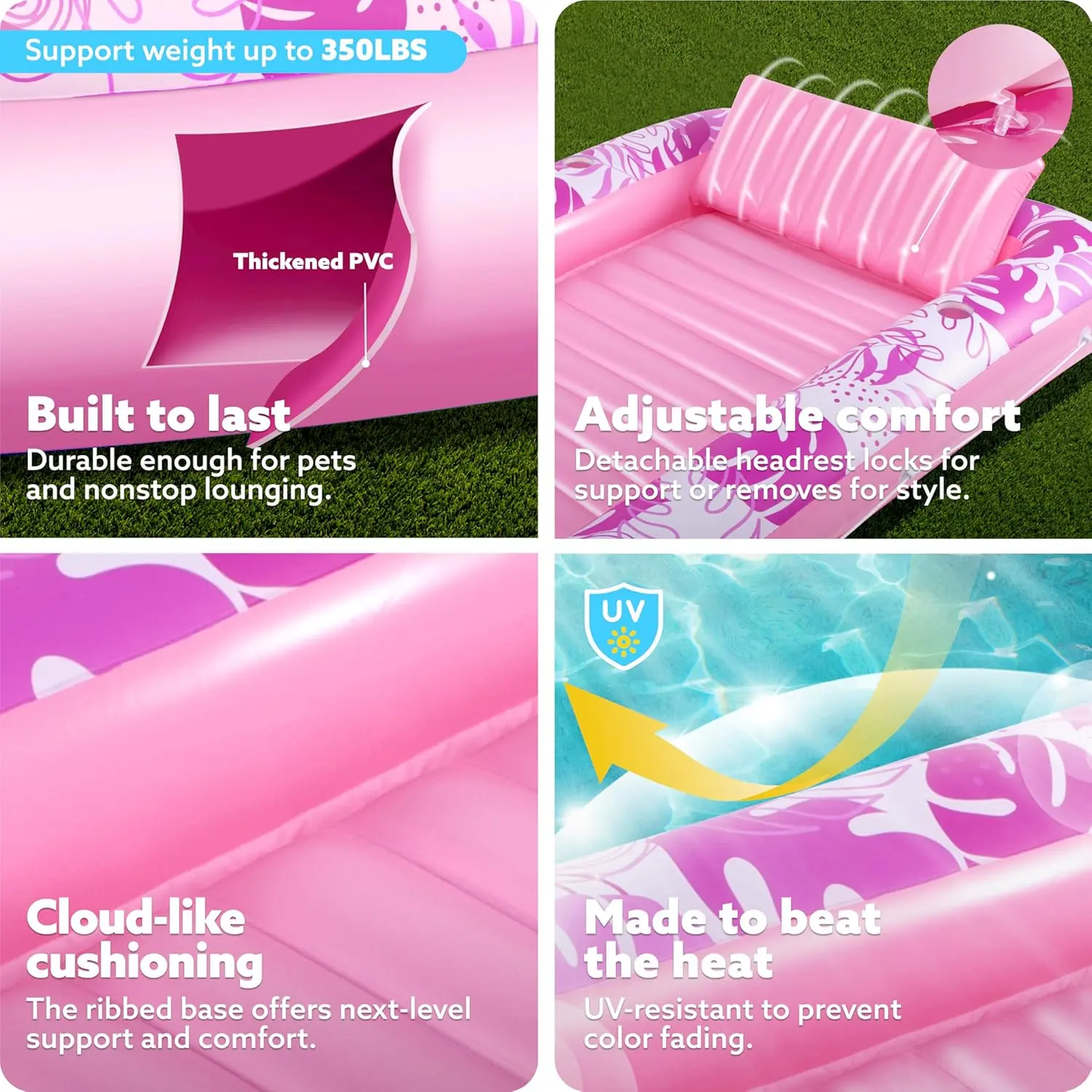 🏊‍Extra Large Inflatable Tanning Pool Float with Cup Holder, L/XL Size 70"×46"/85"×57" Adult Sunbathing Pool Raft for Summer🌞-xlb