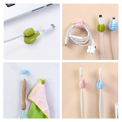👍10 Pcs Silicone Self-Adhesive Thumb Hooks, No Drilling Multi-Purpose Wall Hanging Hooks-XLB