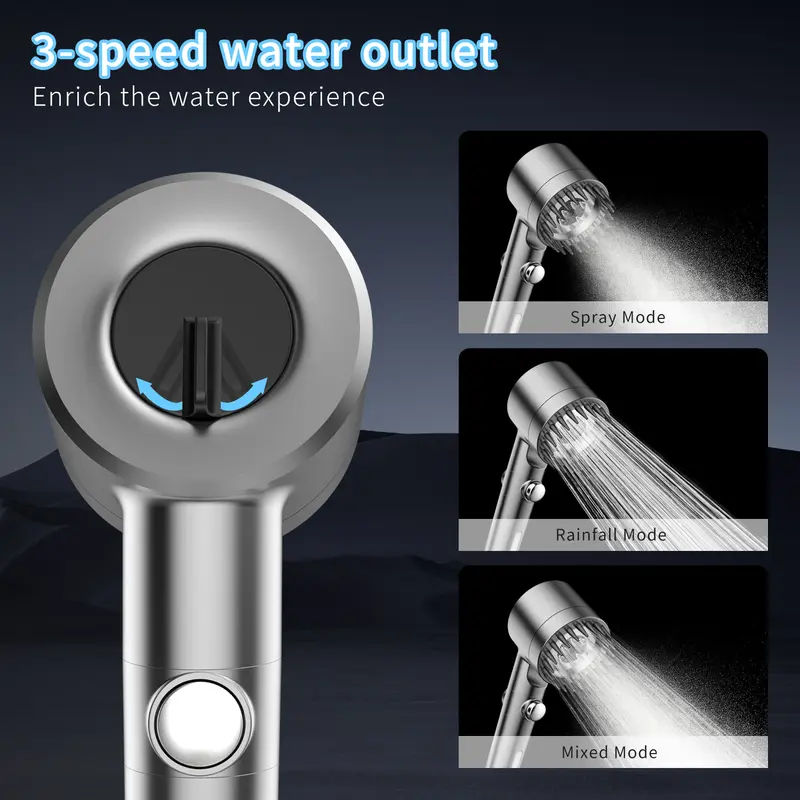 🌊Handheld Shower Head, High Pressure 4-Mode Massage Spray with 60" Hose, Chrome Finish, One-Touch Water Stop, Adjustable Pressure, Easy Install & Water Saving-XLB