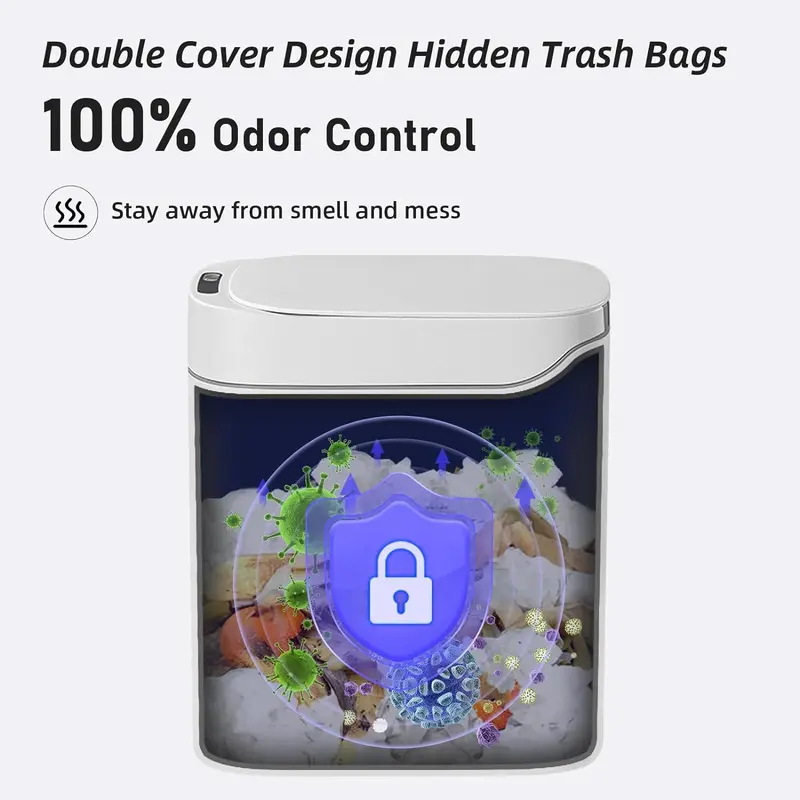 💧Rechargeable Bathroom Trash Can with Lid, Motion Sensor Automatic Touchless Garbage Can, Auto Adsorption Slim Smart Bin for Bathroom, Kitchen, Office-XLB
