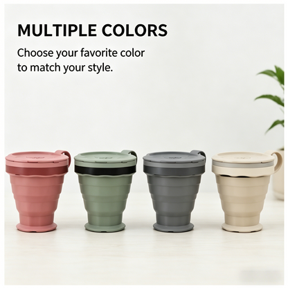 ✨ Collapsible Travel Mug | BPA-Free Silicone, Leak-Proof Lid, Perfect for On-the-Go-WBJ