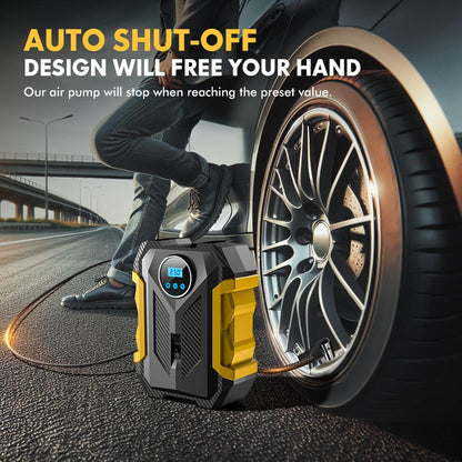 Car Air Pump, 12V 150PSl Portable Car Air Pump withLED Light, Car Tire Inflator, Professional Automobile TireInfator.Car Stuff,Cars Accessories-JY