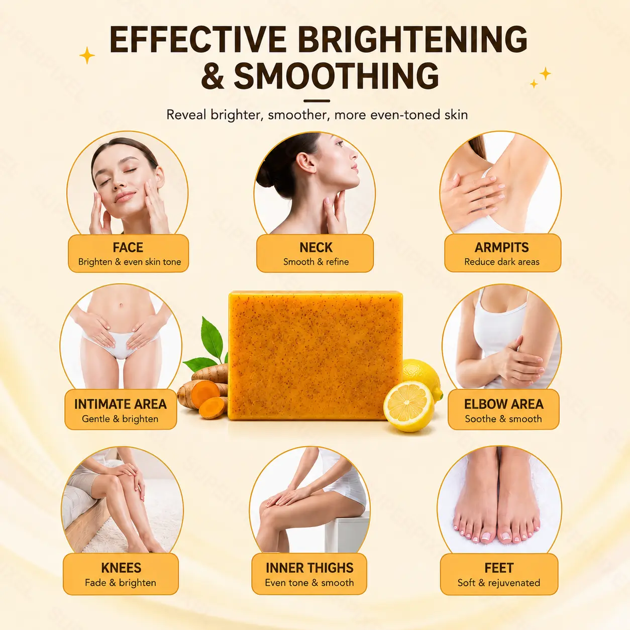 🍋Lemon Turmeric Kojic Acid Soap, Turmeric & Kojic Acid Brightening Soap, Dark Spot Remover, Kojic Acid Soap, Soap Body CareBody Wash Lemon Flawless Organic-xlb