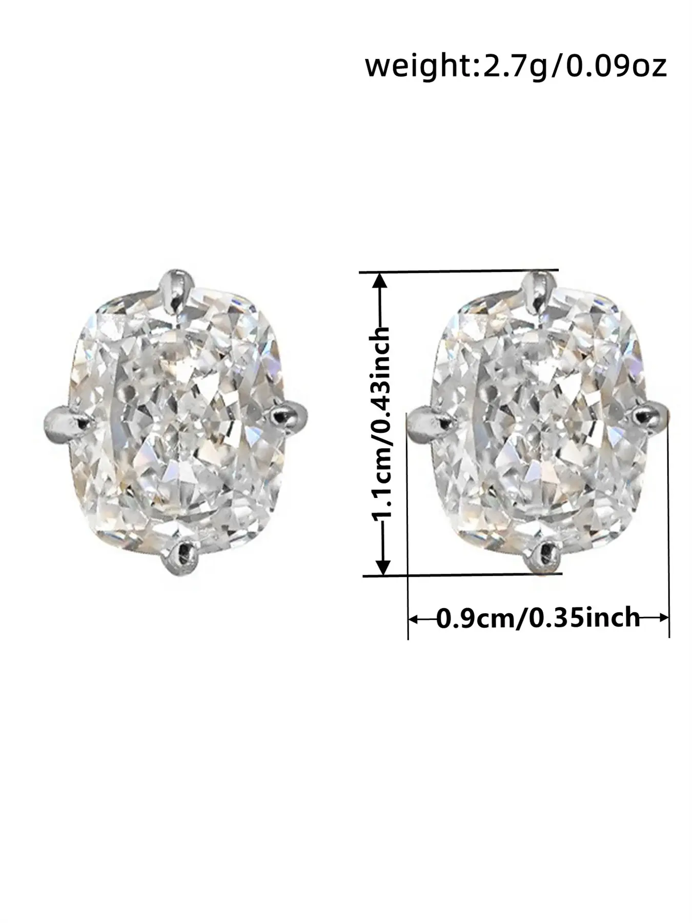 🌟1 Pair Romantic Cubic Zirconia Stud Earrings For Women High Quality Earrings For Party Engagement Anniversary Jewelry Valentine's Day Gift Artificial Zirconia Earrings-XLB