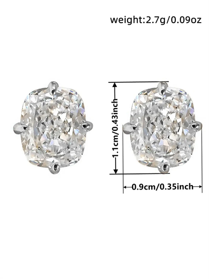 🌟1 Pair Romantic Cubic Zirconia Stud Earrings For Women High Quality Earrings For Party Engagement Anniversary Jewelry Valentine's Day Gift Artificial Zirconia Earrings-XLB